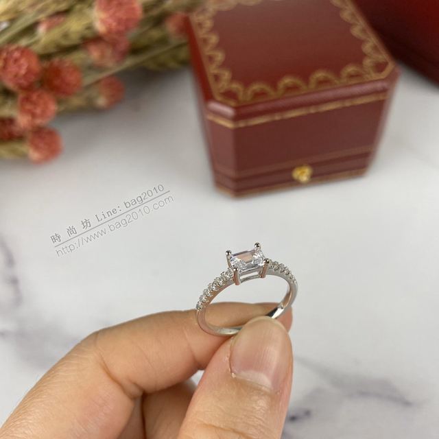 Cartier首飾 S925純銀 卡地亞祖母切割梯形鑽戒指  zgk1438
